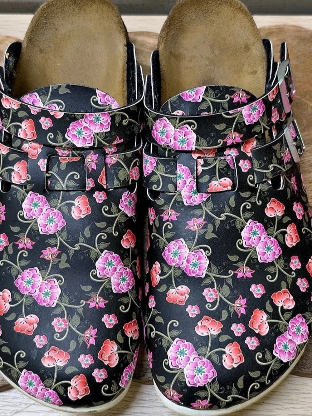 Birkenstock Kay Prof Blooming Roses Black Floral Clogs - Picture 8 of 8